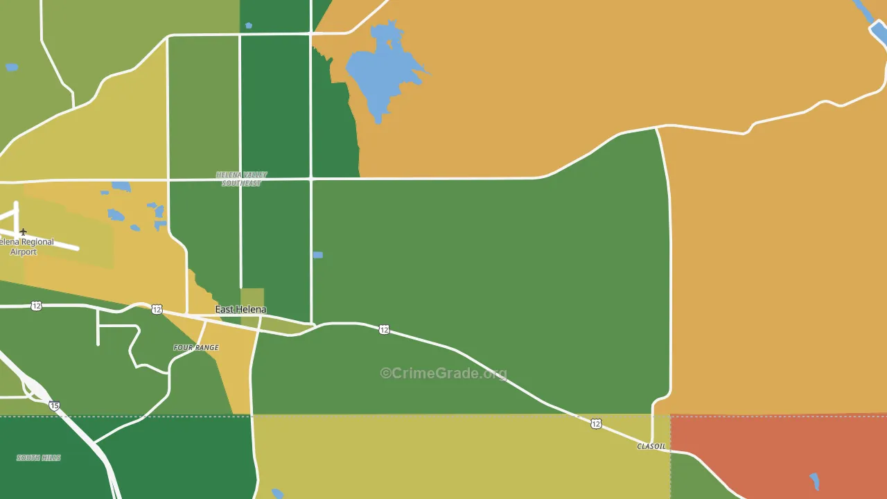 East Helena, MT Map of Robbery Rates