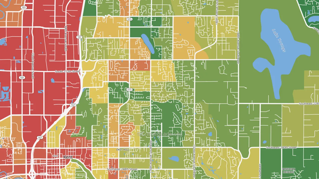 East Hill-Meridian, WA Map of Robbery Rates