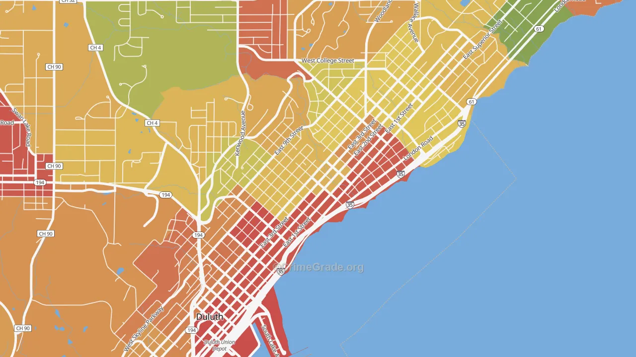 East Hillside, Duluth, MN Map of Robbery Rates