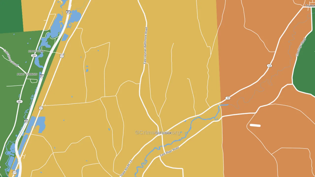 East Homer, NY Map of Robbery Rates
