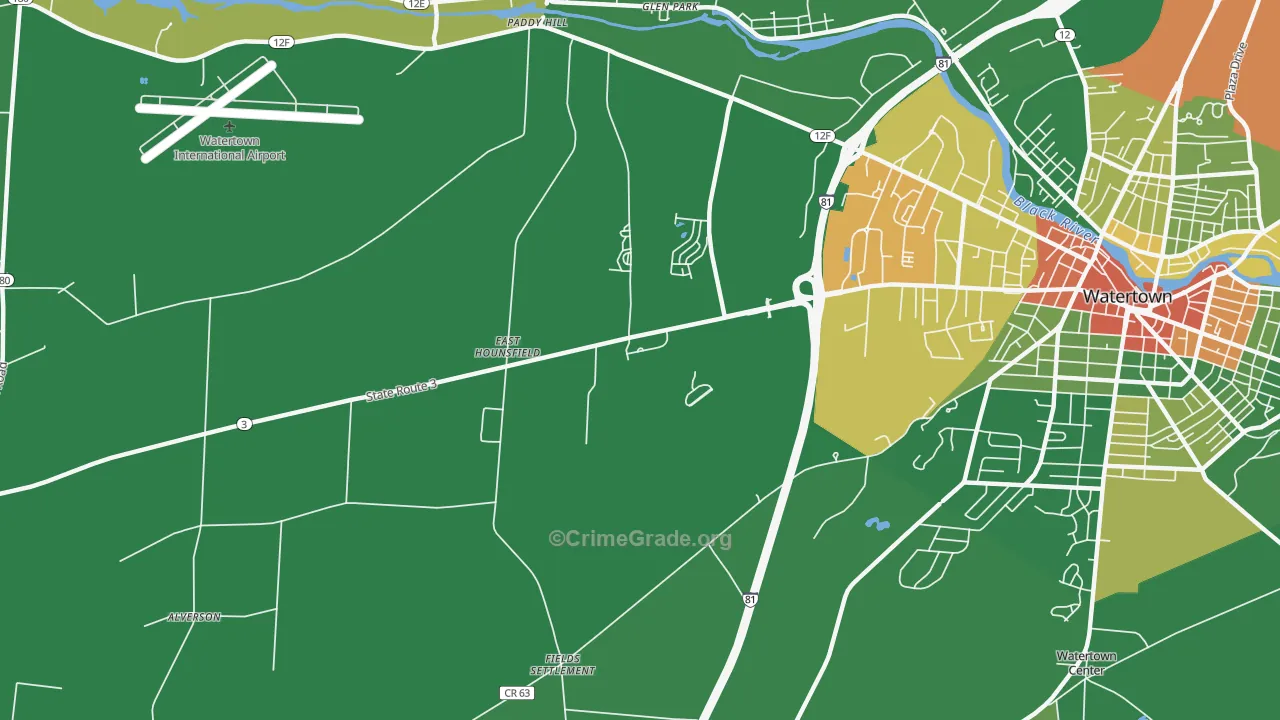 East Hounsfield, NY Map of Robbery Rates