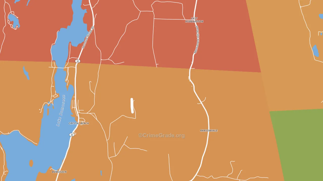 East Hubbardton, VT Map of Robbery Rates
