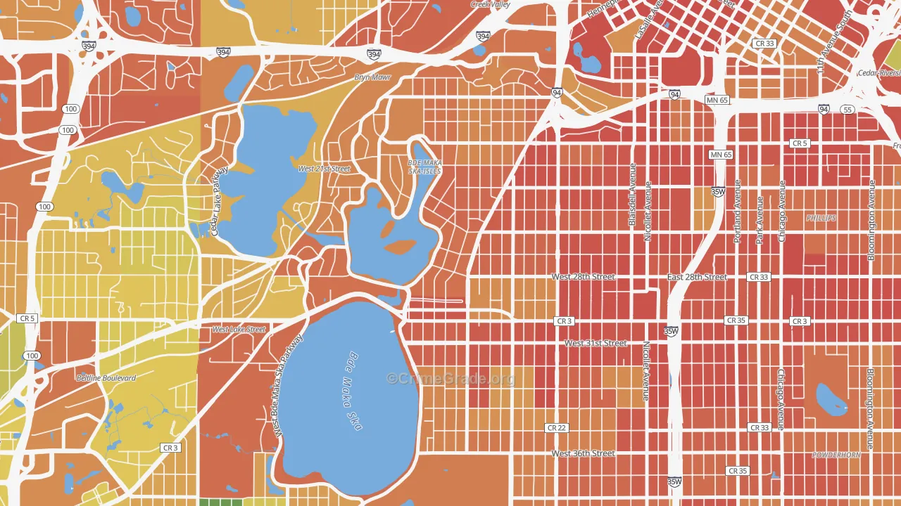 East Isles, Minneapolis, MN Map of Robbery Rates