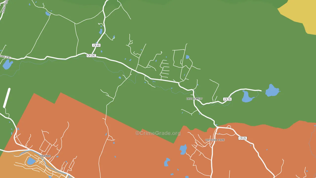 East Jewett, NY Map of Robbery Rates
