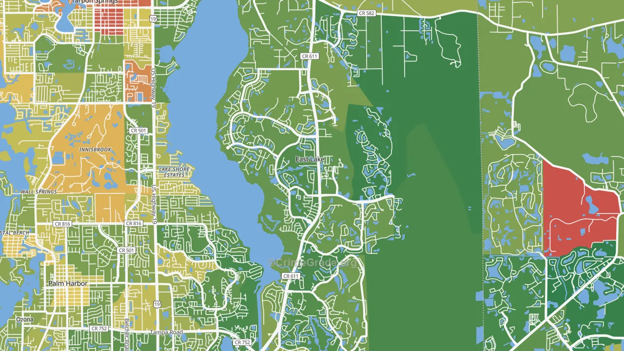 East Lake, FL Map of Robbery Rates