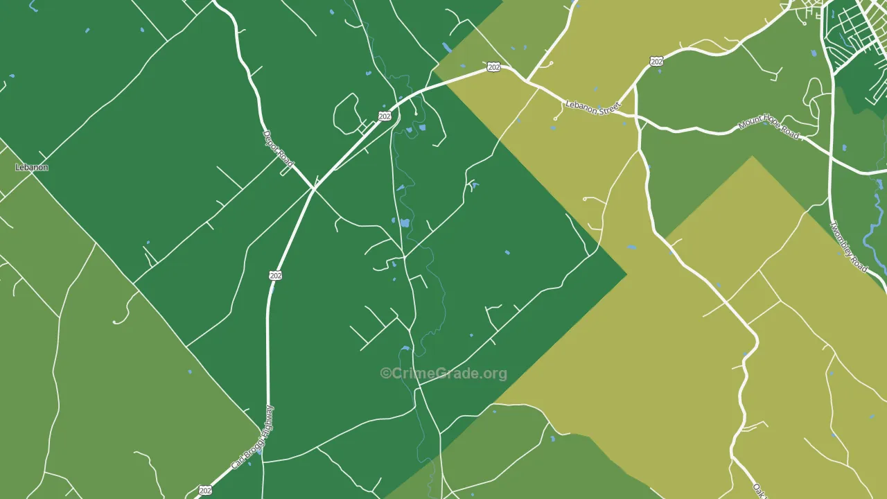 East Lebanon, ME Map of Robbery Rates