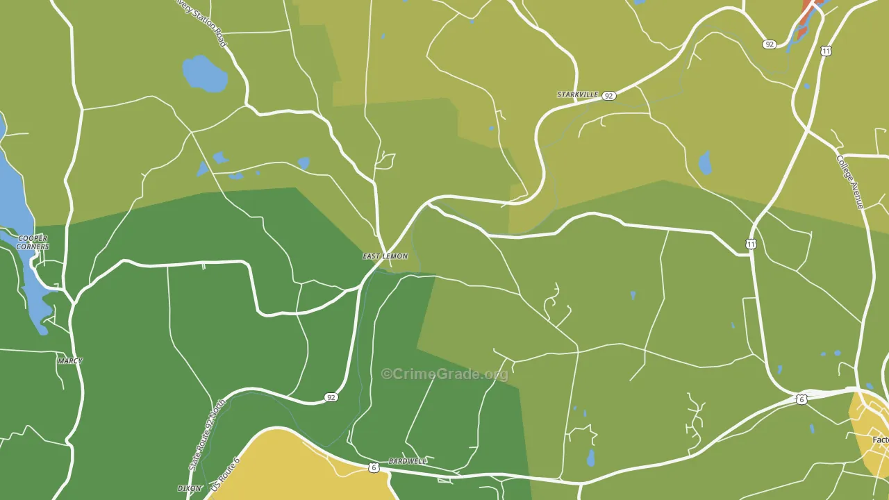 East Lemon, PA Map of Robbery Rates