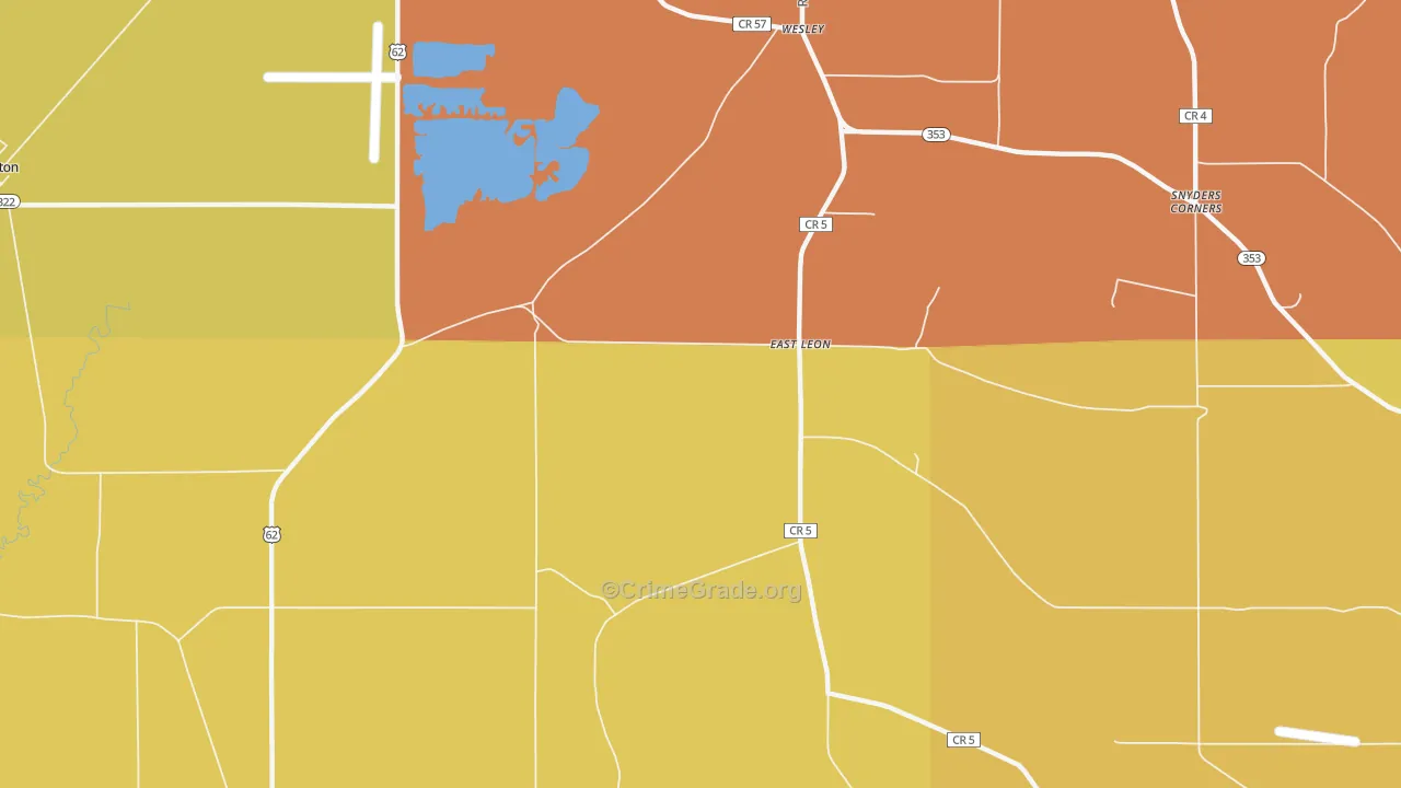 East Leon, NY Map of Robbery Rates
