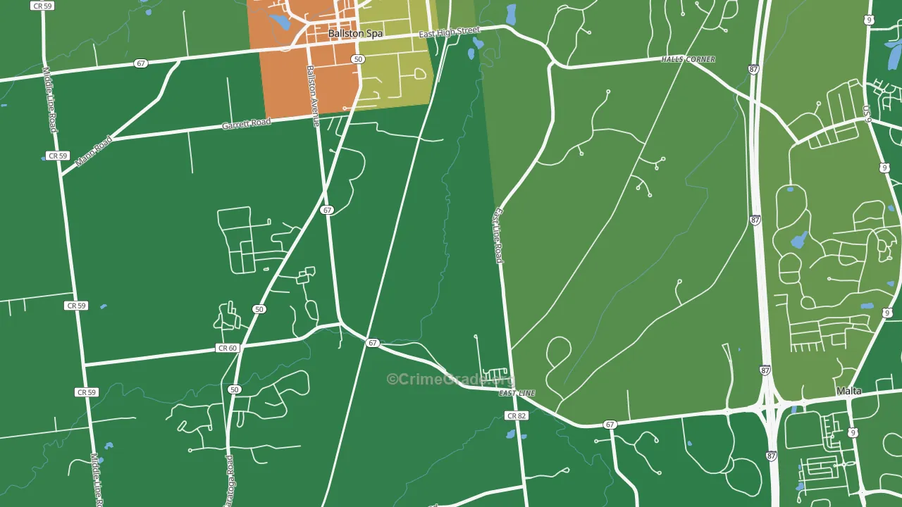 East Line, NY Map of Robbery Rates