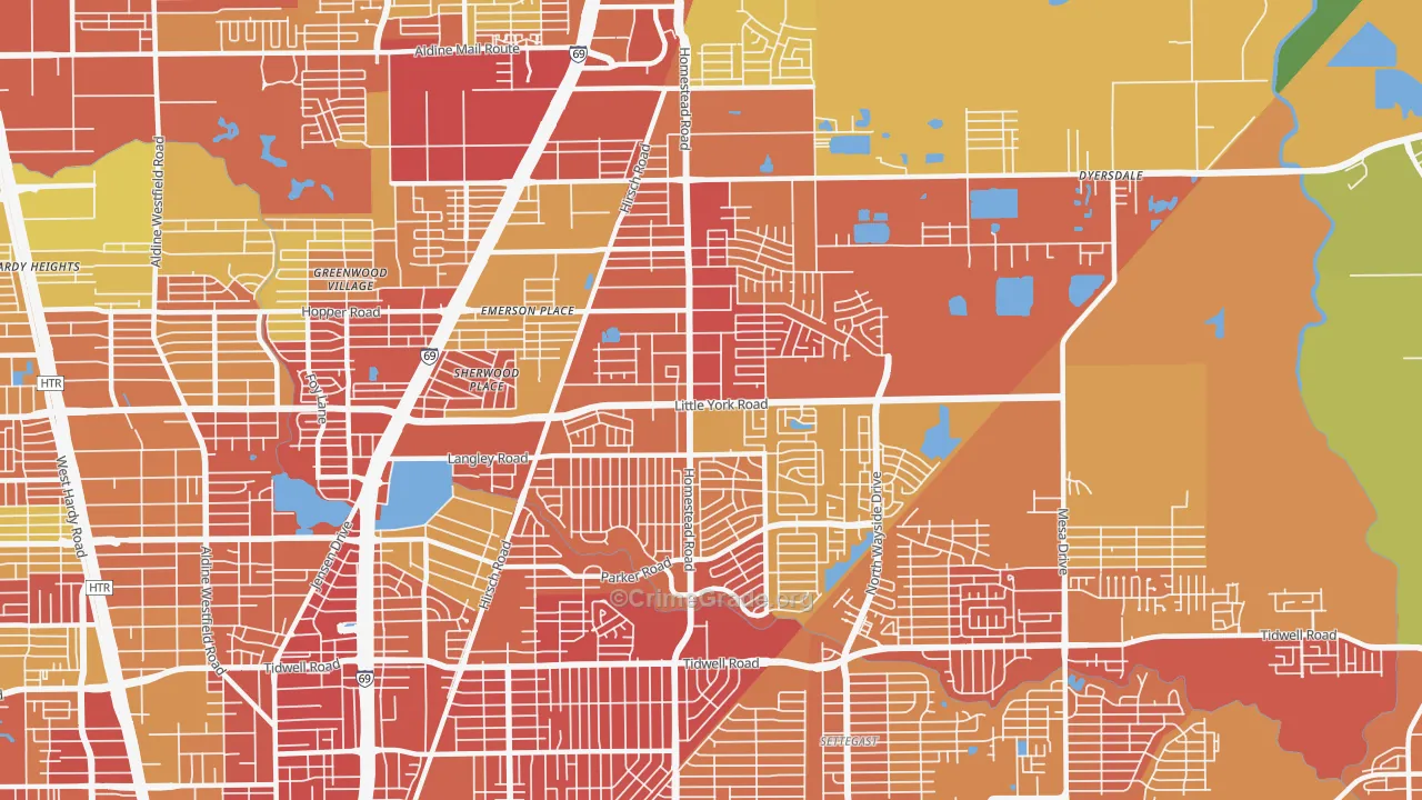 East Little York-Homestead, Houston, TX Map of Robbery Rates
