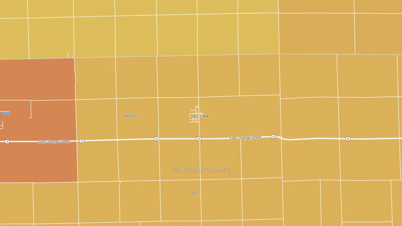 East Lynn, IL Map of Robbery Rates
