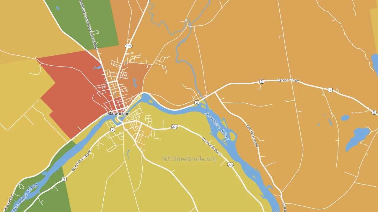 East Madison, ME Map of Robbery Rates