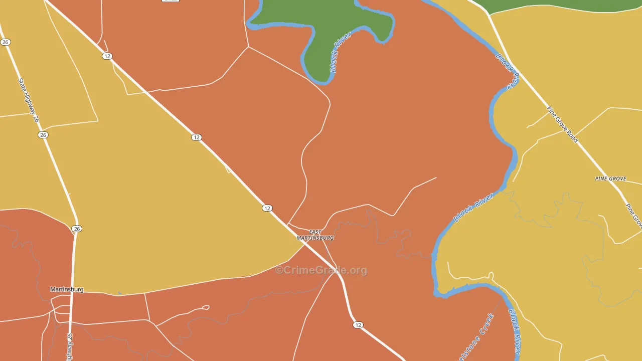 East Martinsburg, NY Map of Robbery Rates