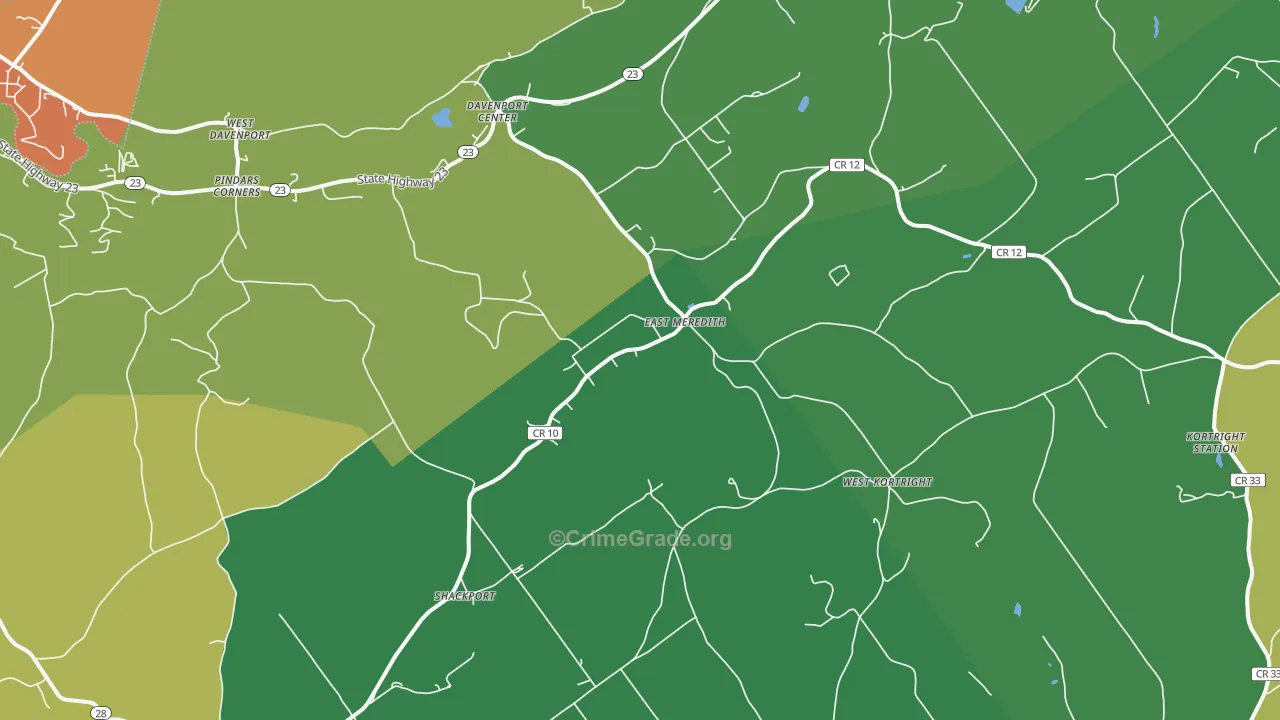 East Meredith, NY Map of Robbery Rates