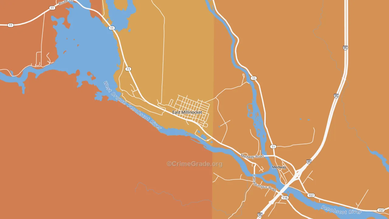 East Millinocket, ME Map of Robbery Rates