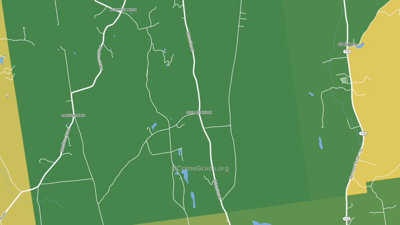 East Monkton, VT Map of Robbery Rates