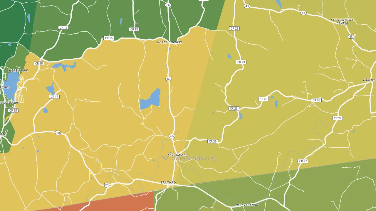 East Nassau, NY Map of Robbery Rates