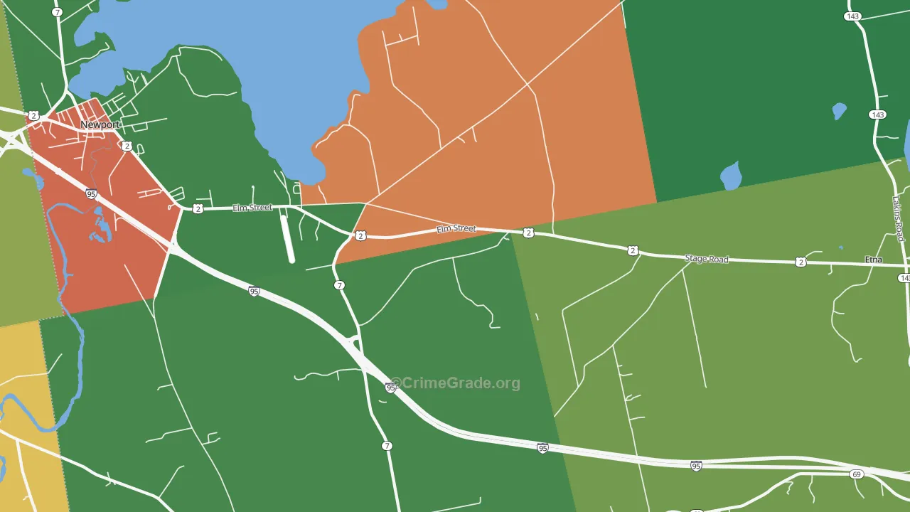 East Newport, ME Map of Robbery Rates
