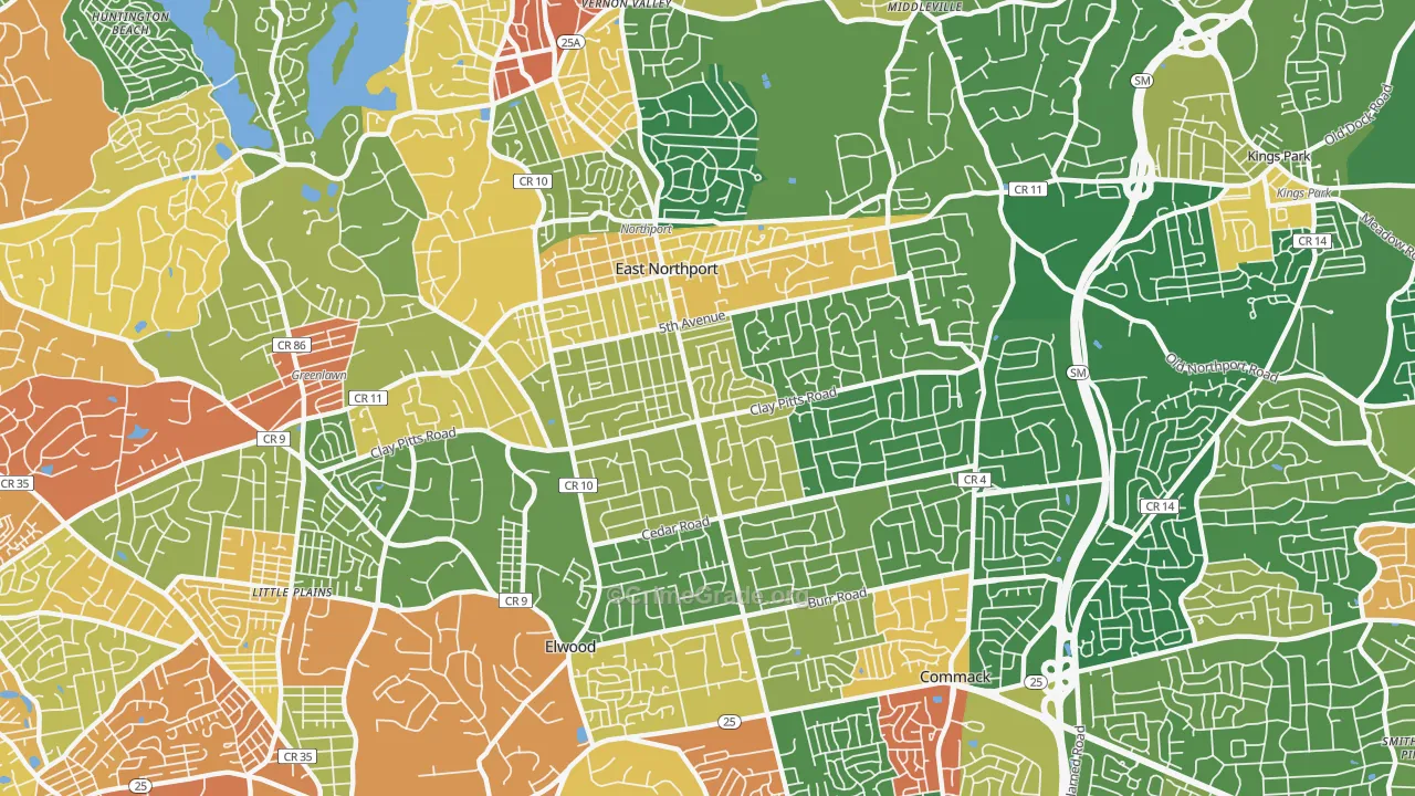 East Northport, NY Map of Robbery Rates
