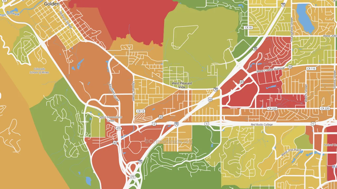 East Old Golden Road, West Pleasant View, CO Map of Robbery Rates