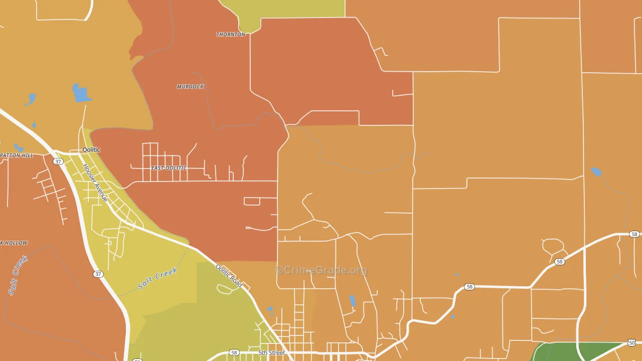 East Oolitic, IN Map of Robbery Rates