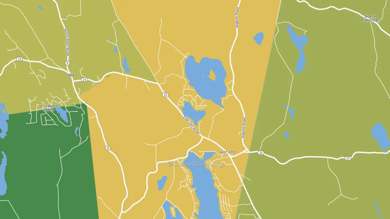 East Otis, MA Map of Robbery Rates