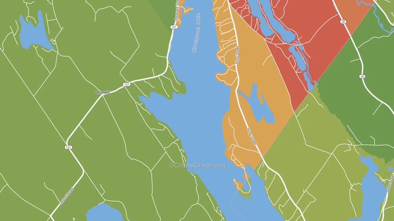East Otisfield, ME Map of Robbery Rates