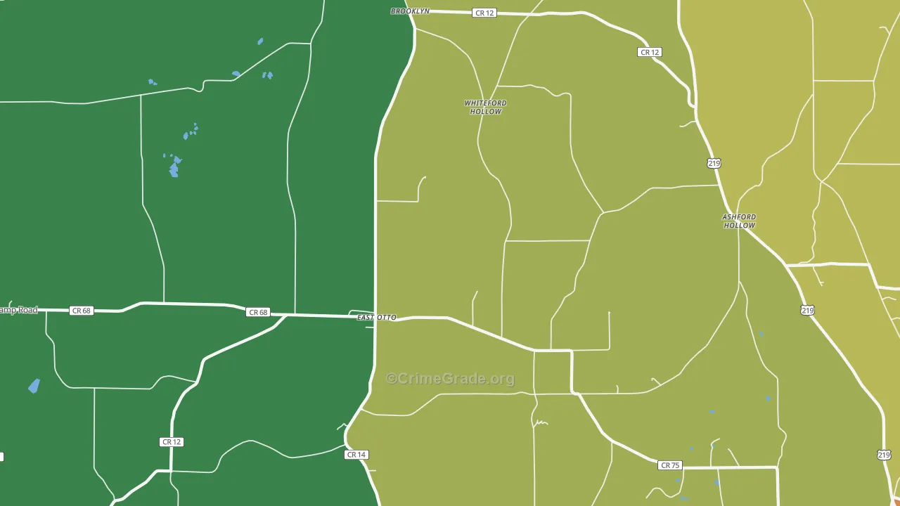 East Otto, NY Map of Robbery Rates