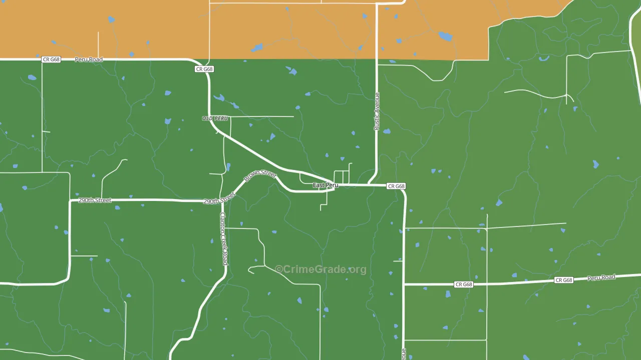 East Peru, IA Map of Robbery Rates