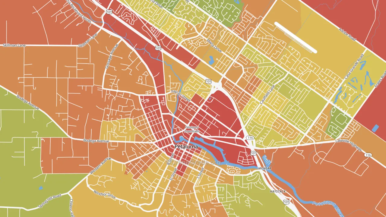 East Petaluma, Petaluma, CA Map of Robbery Rates