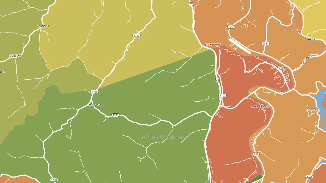 East Point, KY Map of Robbery Rates