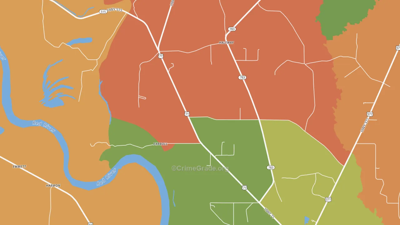 East Point, LA Map of Robbery Rates