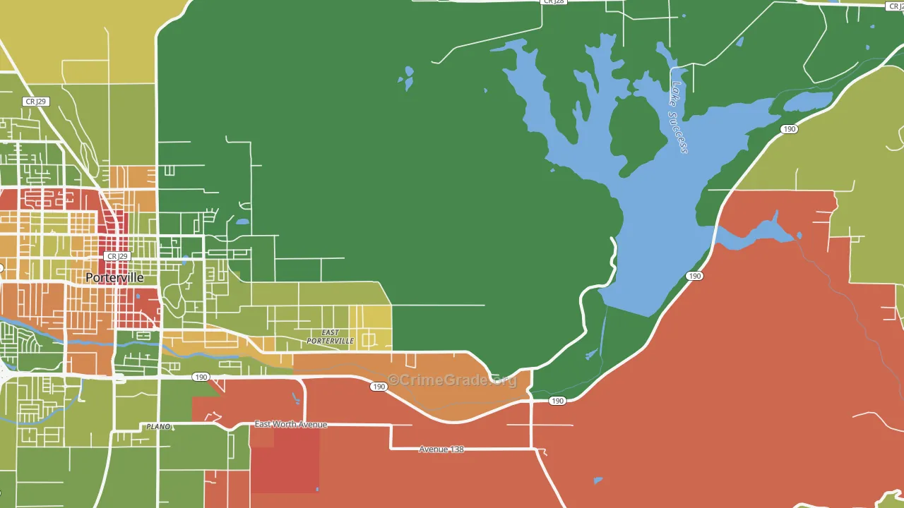 East Porterville, CA Map of Robbery Rates