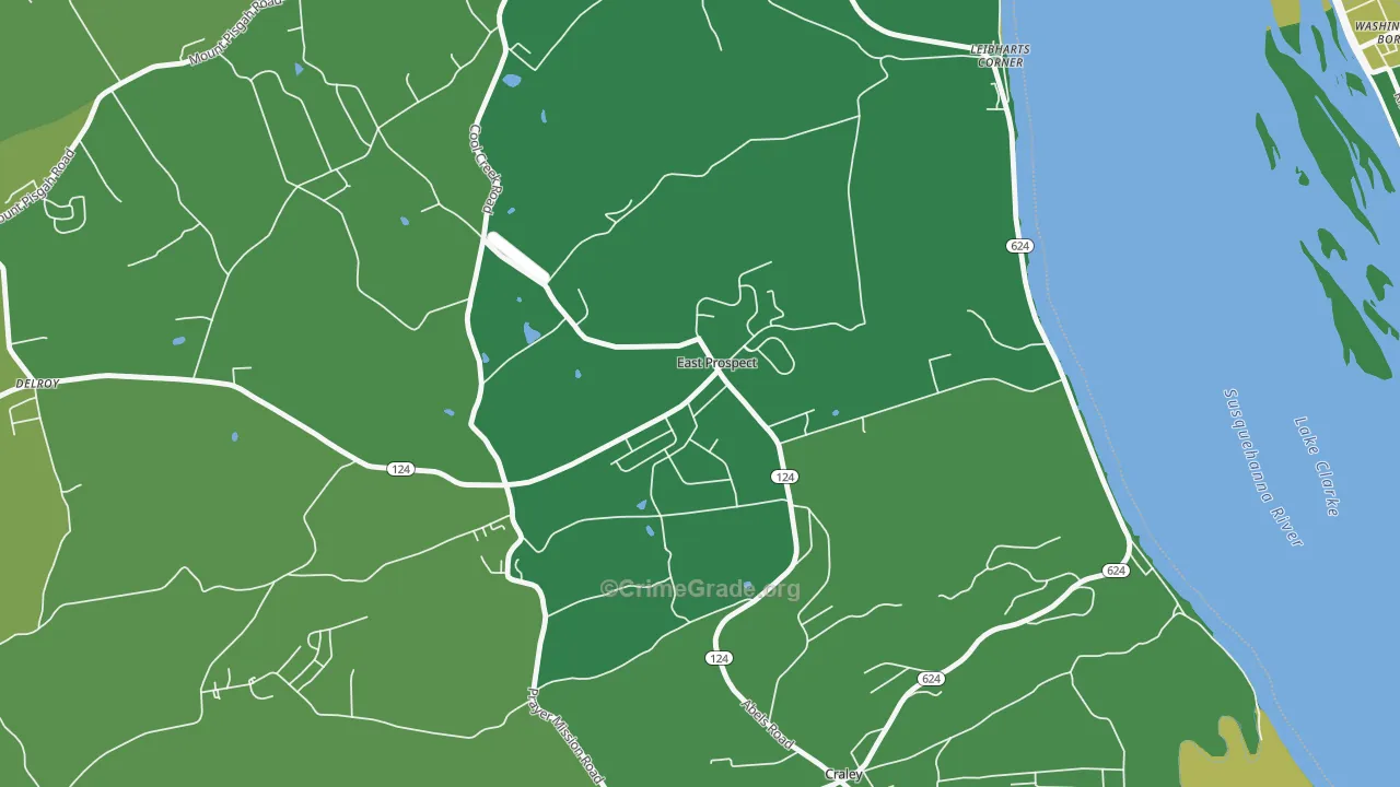 East Prospect, PA Map of Robbery Rates