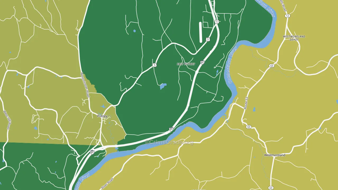 East Putney, VT Map of Robbery Rates