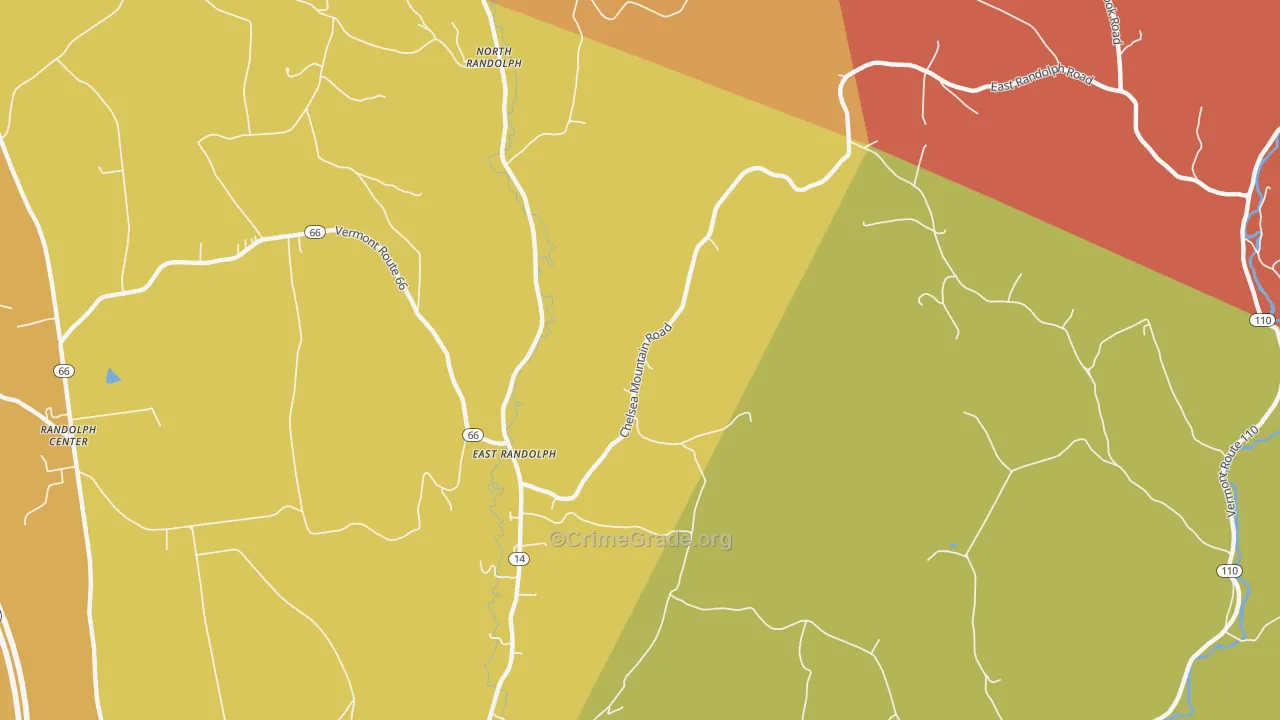 East Randolph, VT Map of Robbery Rates
