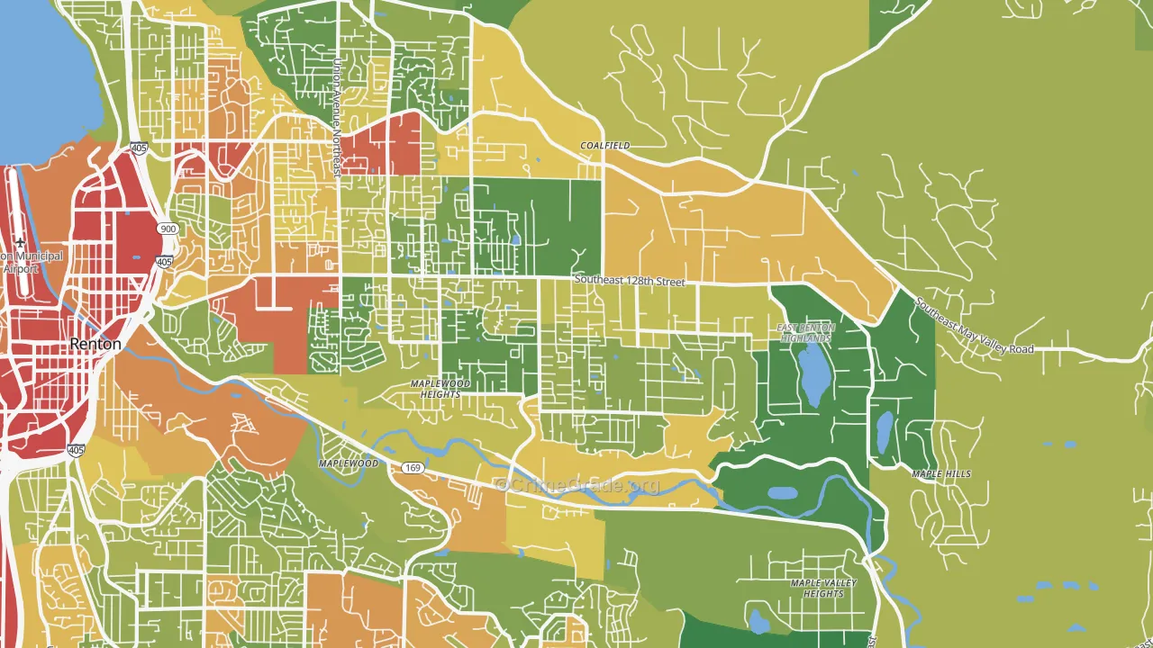 East Renton Highlands, WA Map of Robbery Rates