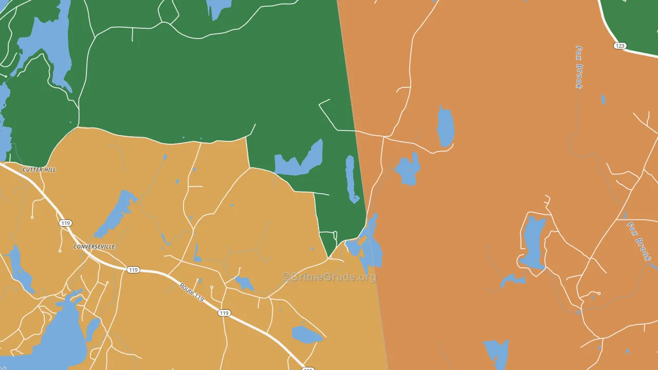 East Rindge, NH Map of Robbery Rates