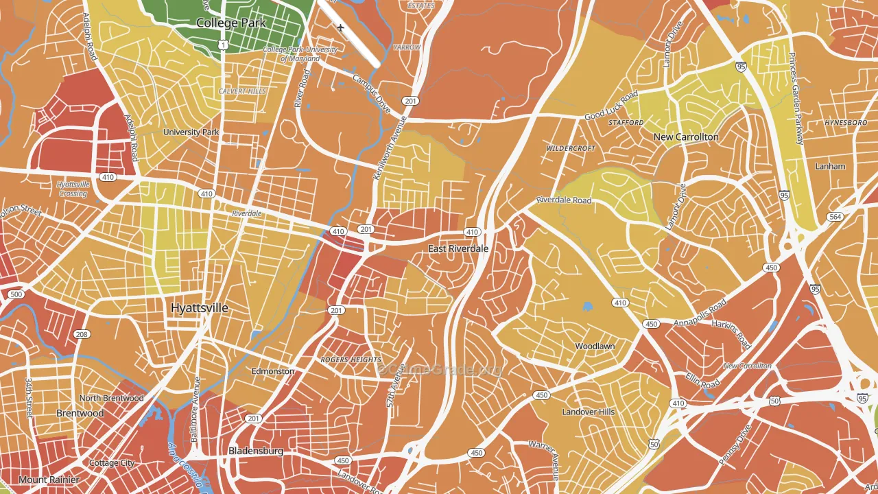 East Riverdale, MD Map of Robbery Rates