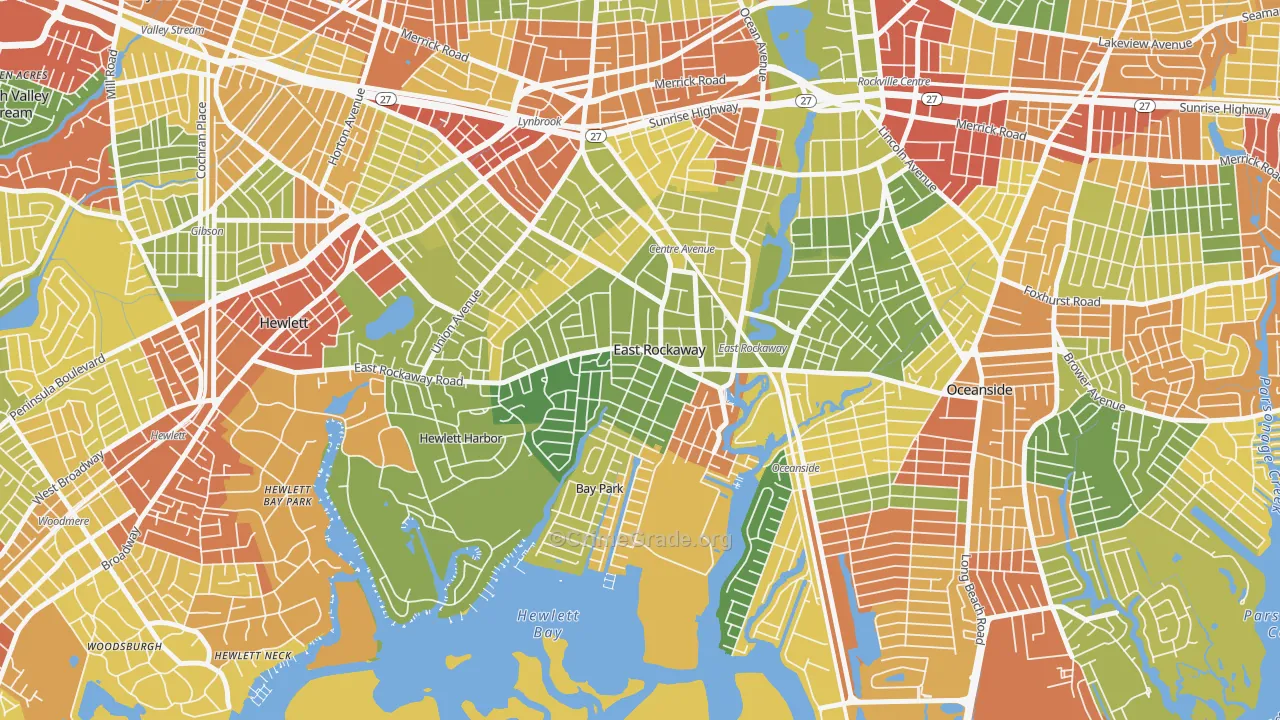 East Rockaway, NY Map of Robbery Rates