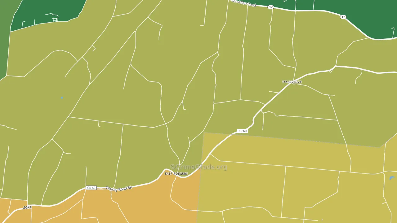 East Rodman, NY Map of Robbery Rates