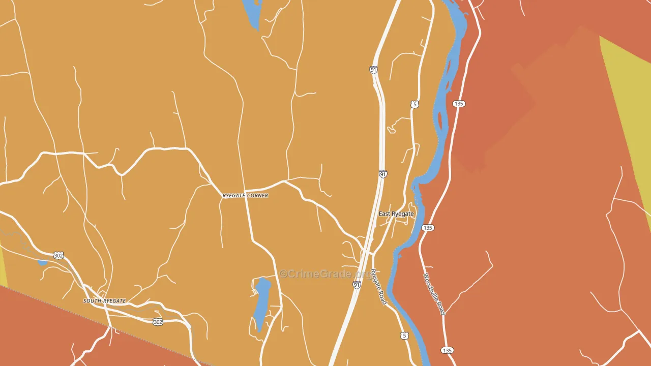 East Ryegate, VT Map of Robbery Rates
