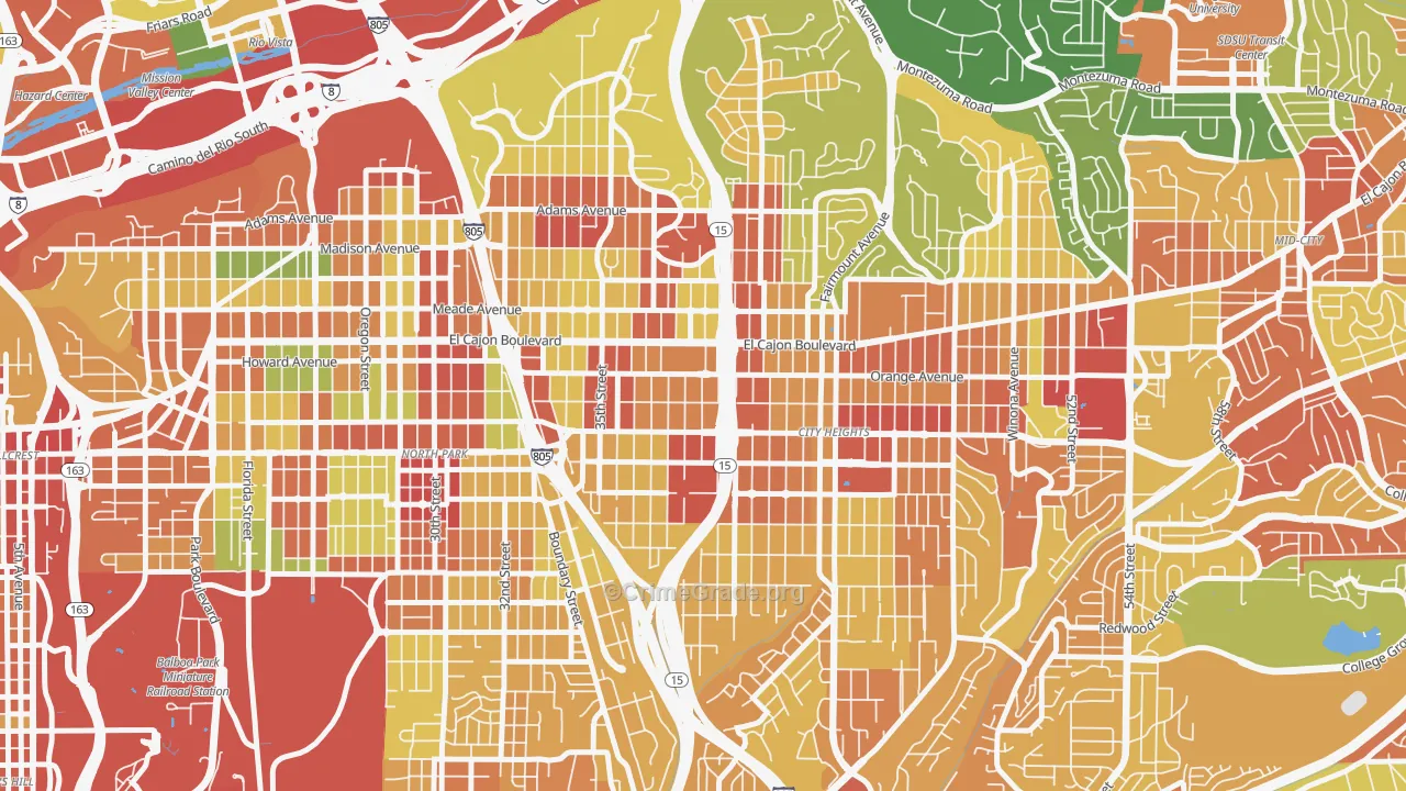 East San Diego, San Diego, CA Map of Robbery Rates