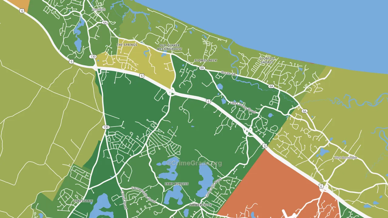 East Sandwich, MA Map of Robbery Rates