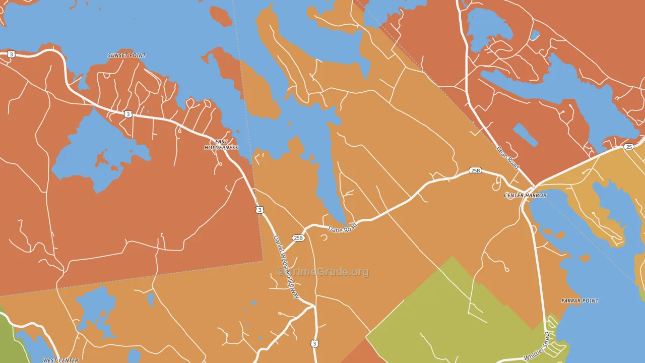 East Sandwich, NH Map of Robbery Rates