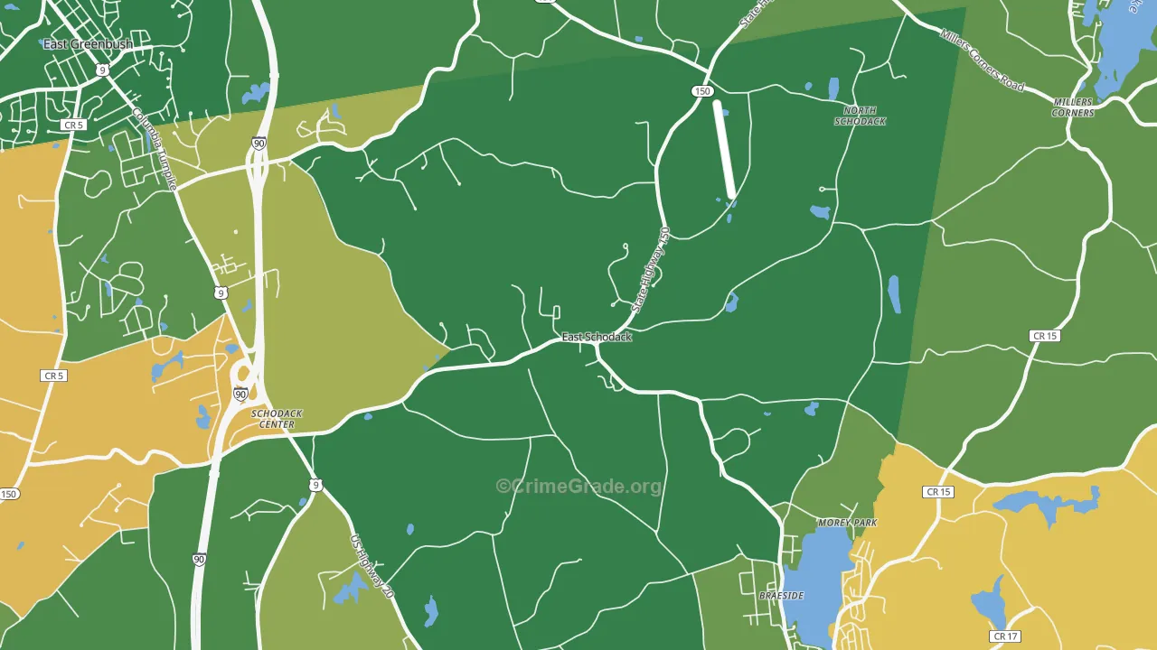East Schodack, NY Map of Robbery Rates