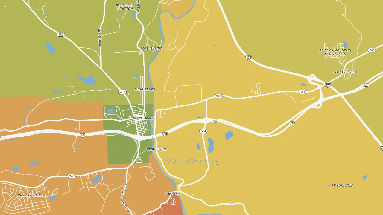 East Side, PA Map of Robbery Rates