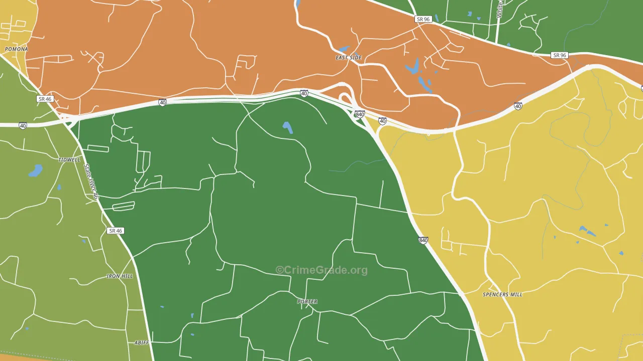East Side, TN Map of Robbery Rates