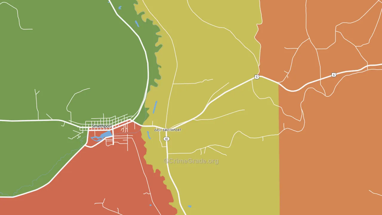 East Smethport, PA Map of Robbery Rates