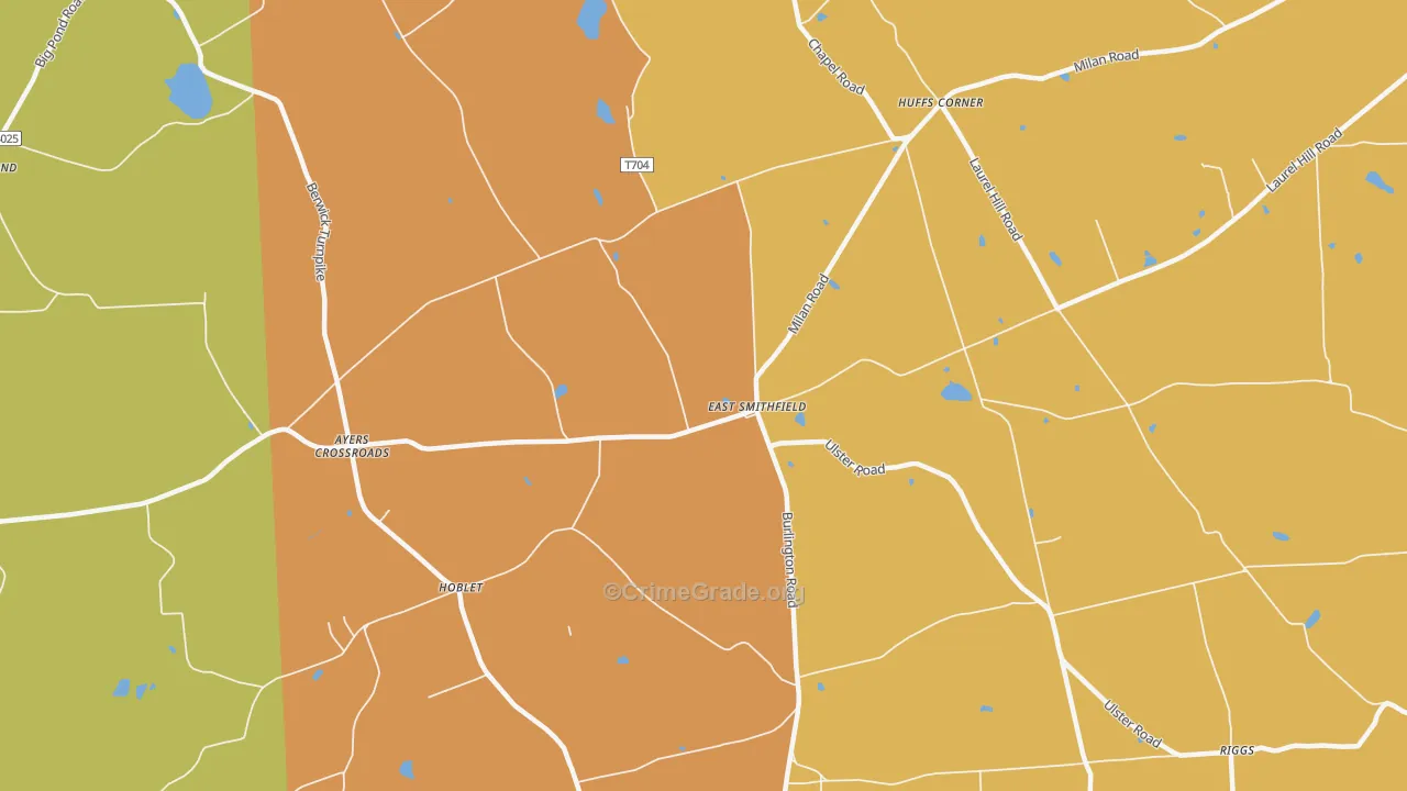 East Smithfield, PA Map of Robbery Rates